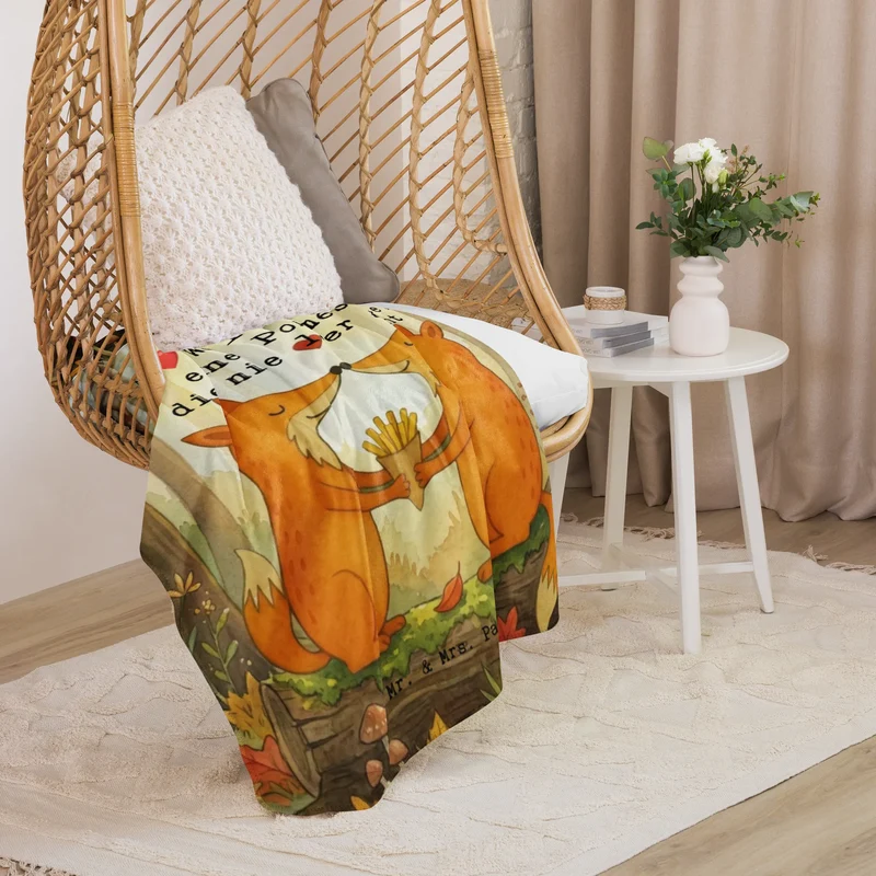 Sherpa Kuscheldecke Füchse Liebe Pommes Design