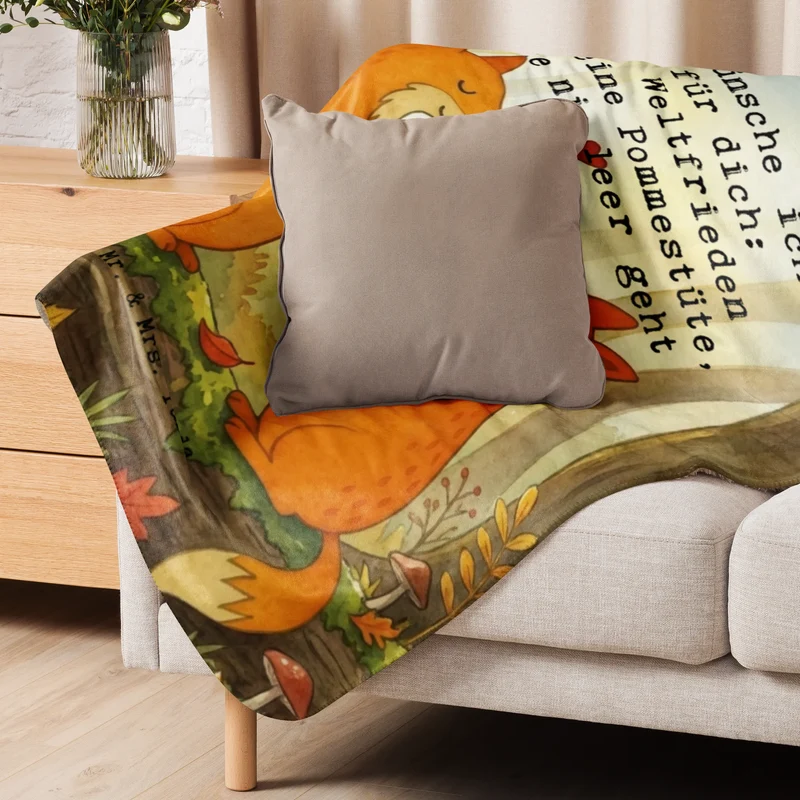 Sherpa Kuscheldecke Füchse Liebe Pommes Design