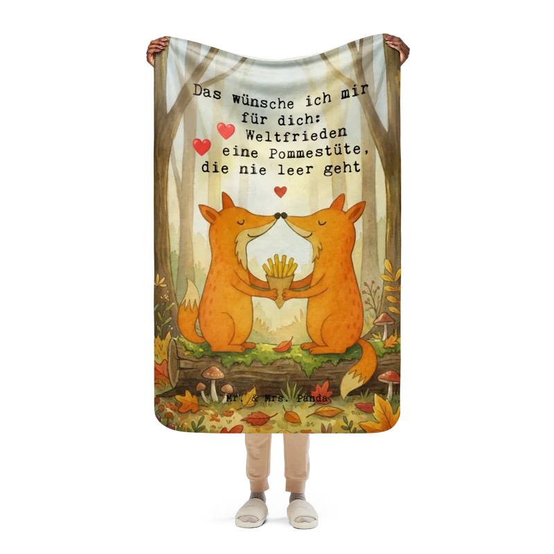 Sherpa Kuscheldecke Füchse Liebe Pommes Design
