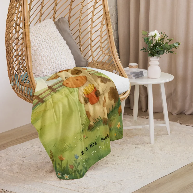 Sherpa Kuscheldecke Kuh Pommes Design