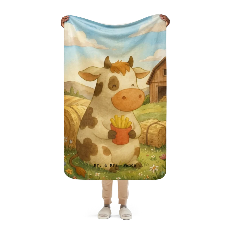Sherpa Kuscheldecke Kuh Pommes Design