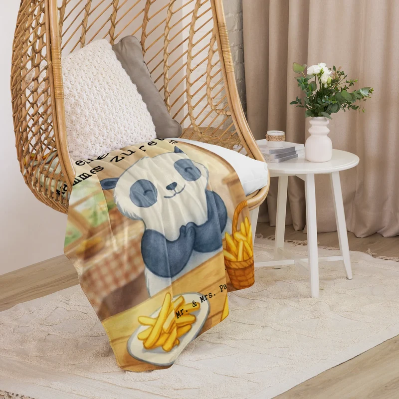 Sherpa Kuscheldecke Panda Pommes Gebet Design