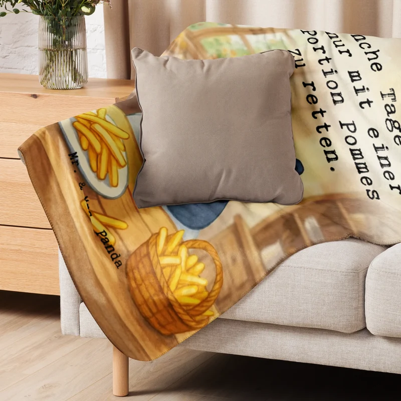 Sherpa Kuscheldecke Panda Pommes Gebet Design