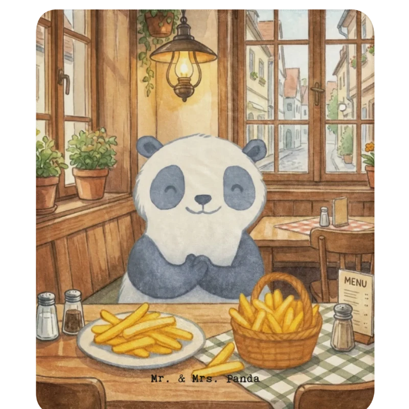 Sherpa Kuscheldecke Panda Pommes Gebet Design
