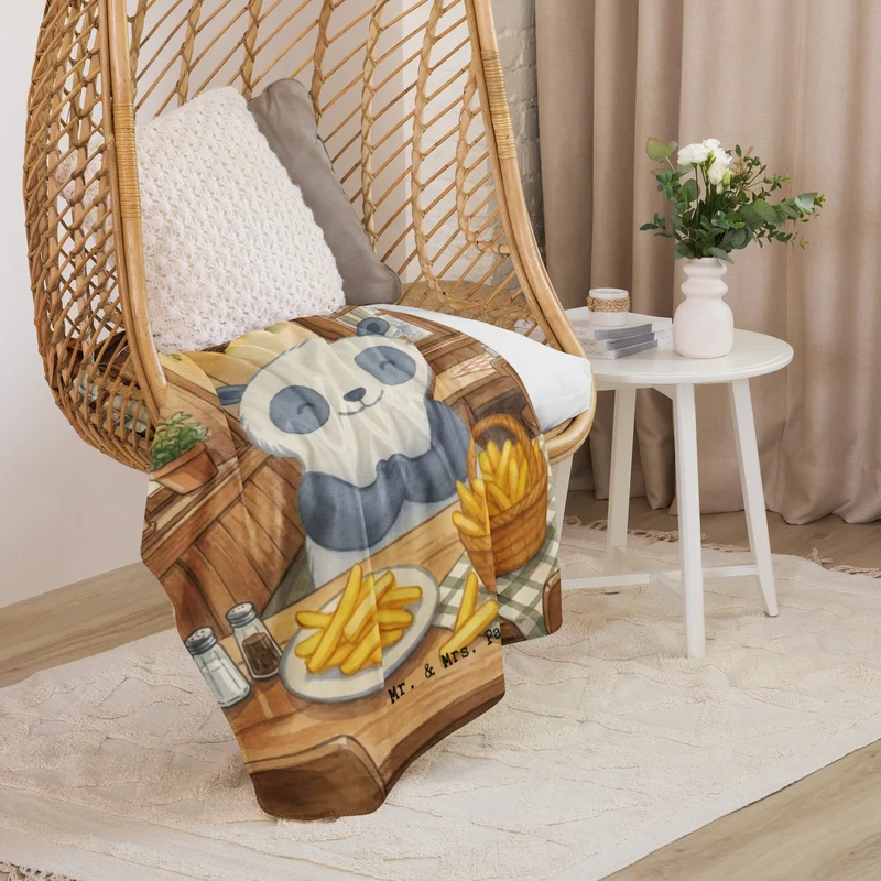Sherpa Kuscheldecke Panda Pommes Gebet Design