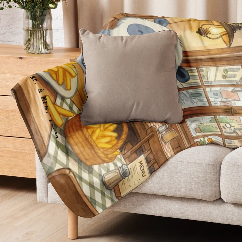 Sherpa Kuscheldecke Panda Pommes Gebet Design