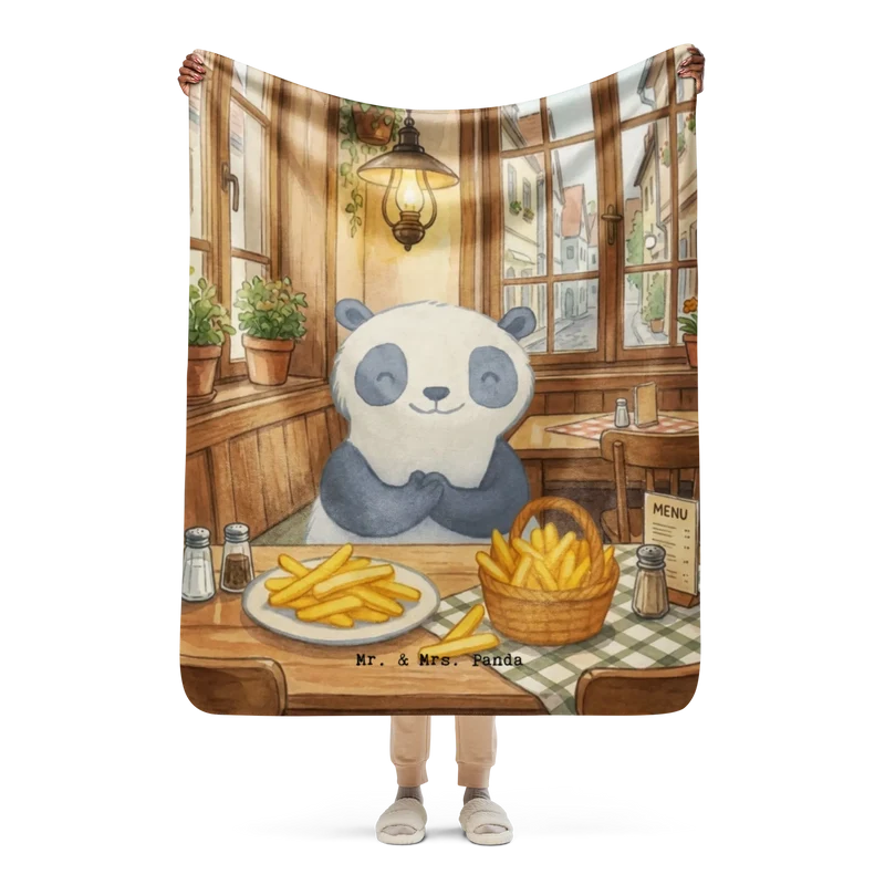 Sherpa Kuscheldecke Panda Pommes Gebet Design