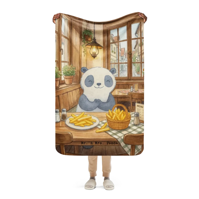 Sherpa Kuscheldecke Panda Pommes Gebet Design