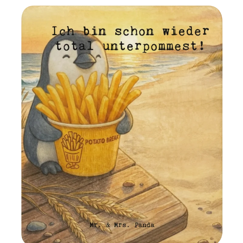 Sherpa Kuscheldecke Pinguin Pommes Eimer Design