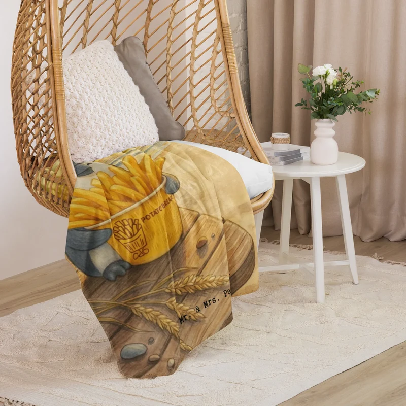 Sherpa Kuscheldecke Pinguin Pommes Eimer Design