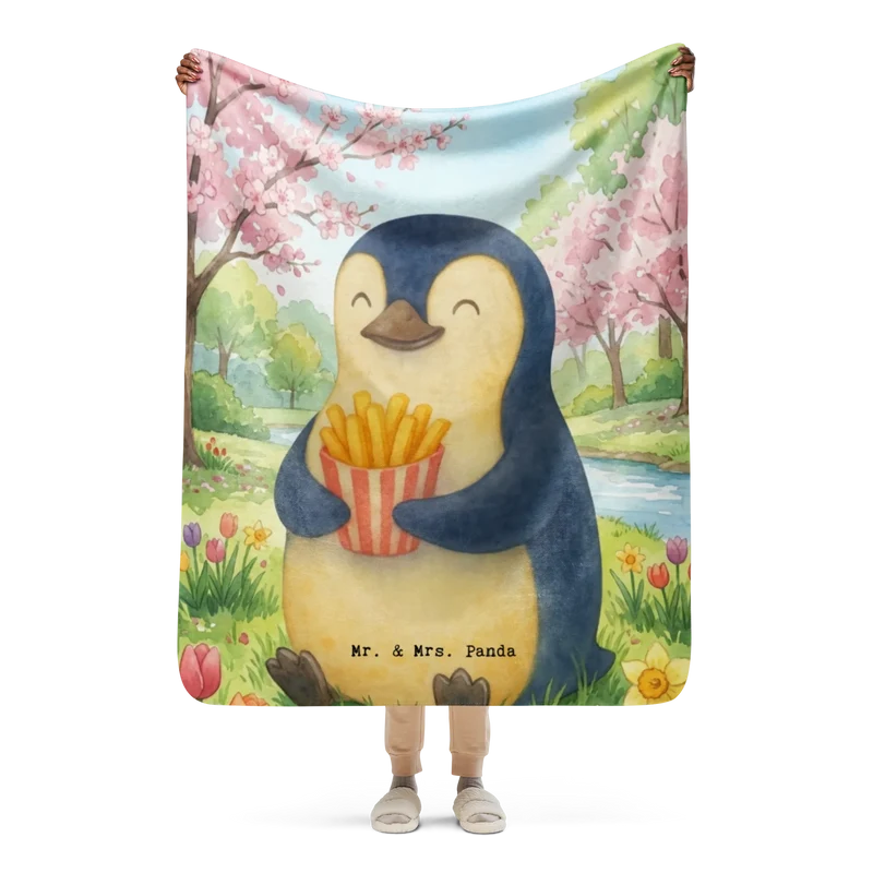 Sherpa Kuscheldecke Pinguin Frühling Pommes Design