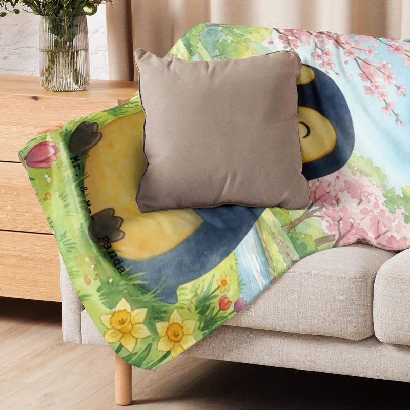 Sherpa Kuscheldecke Pinguin Frühling Pommes Design