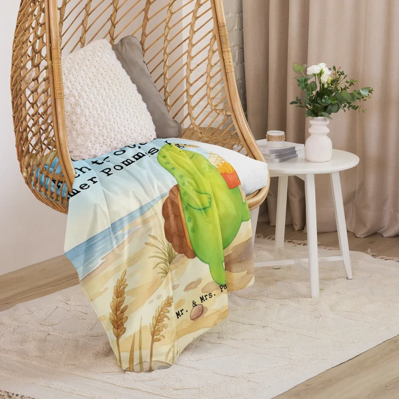 Sherpa Kuscheldecke Schildkröte Pommes Design