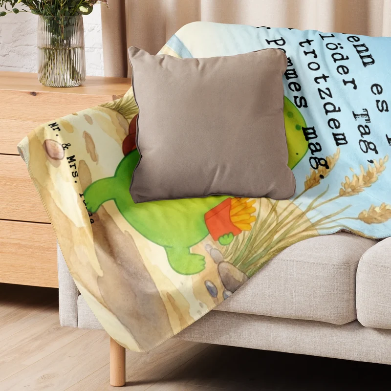 Sherpa Kuscheldecke Schildkröte Pommes Design