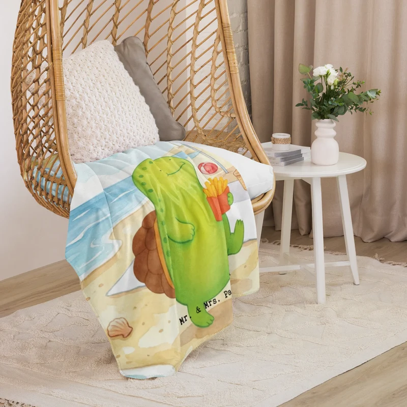 Sherpa Kuscheldecke Schildkröte Pommes Design