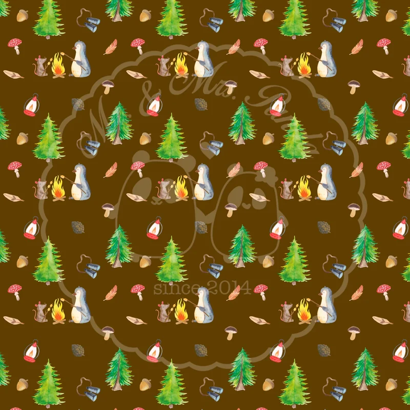 Nackenkissen Pinguin Lagerfeuer Muster