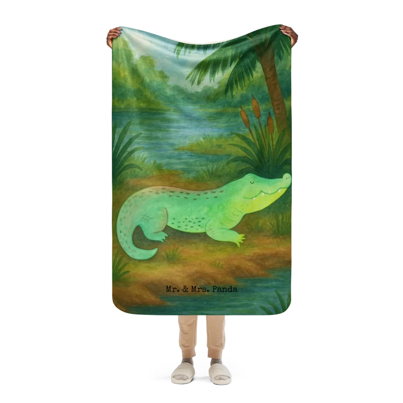 Sherpa Kuscheldecke Krokodil Design