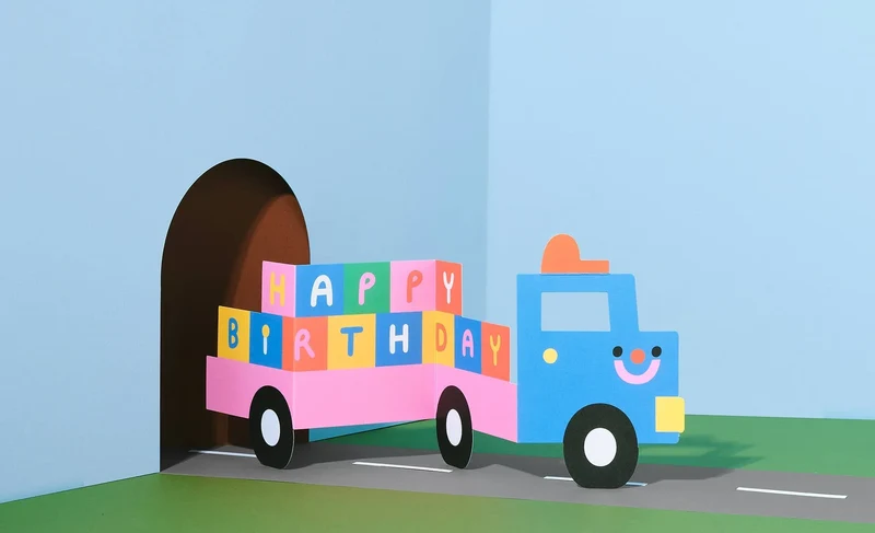 Ausklappbare Geburtstagskarte - Birthday Truck