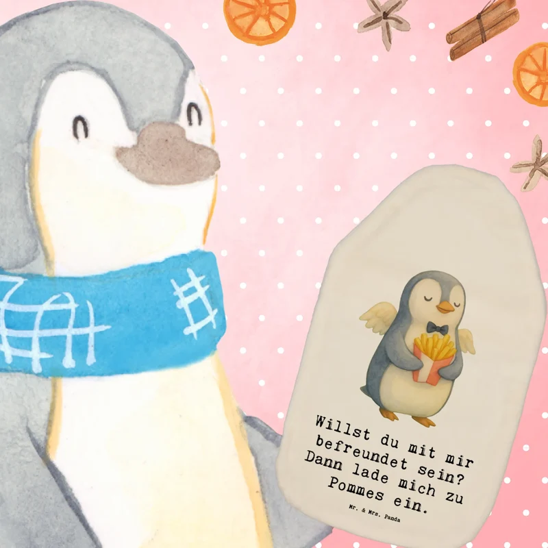 Wärmflasche Pinguin Engel Pommes