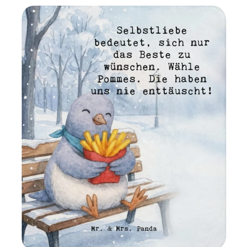 Sherpa Kuscheldecke Taube Winter Pommes Design