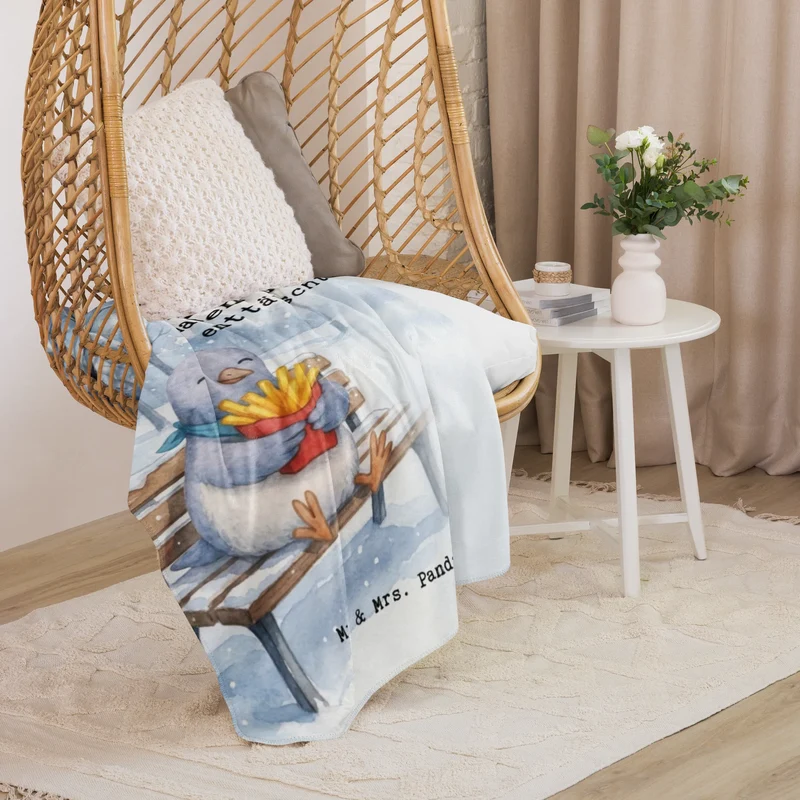 Sherpa Kuscheldecke Taube Winter Pommes Design
