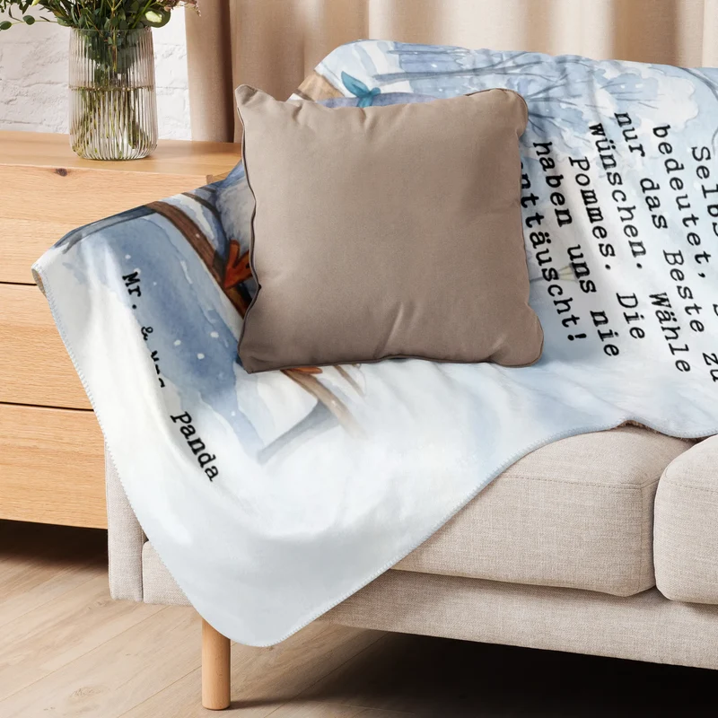 Sherpa Kuscheldecke Taube Winter Pommes Design
