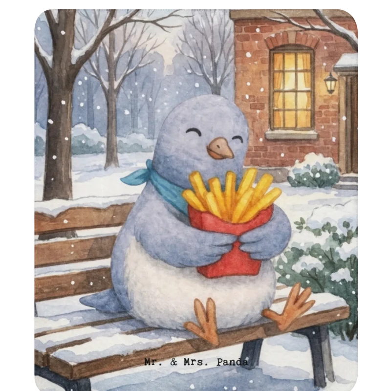 Sherpa Kuscheldecke Taube Winter Pommes Design