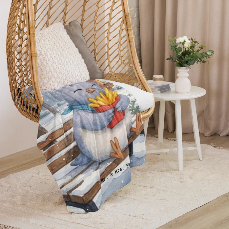 Sherpa Kuscheldecke Taube Winter Pommes Design