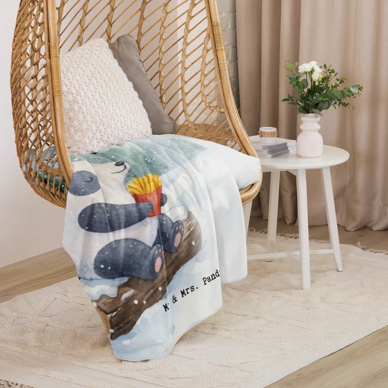 Sherpa Kuscheldecke Panda Winter Pommes Design