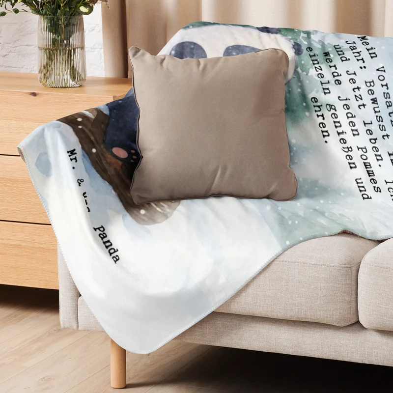 Sherpa Kuscheldecke Panda Winter Pommes Design