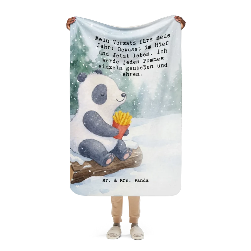 Sherpa Kuscheldecke Panda Winter Pommes Design