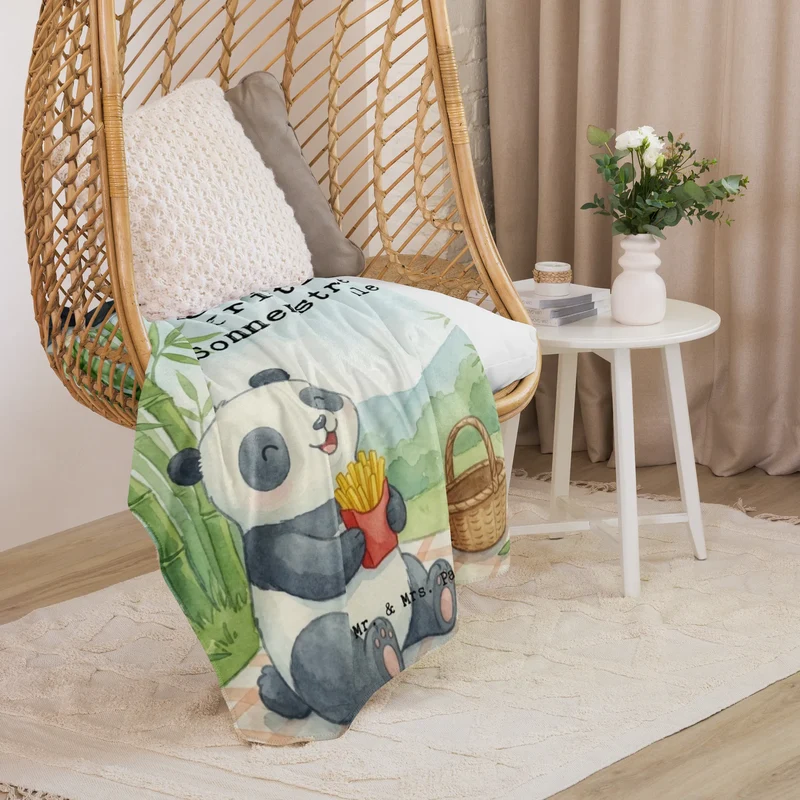 Sherpa Kuscheldecke Panda beflügelt Pommes Design