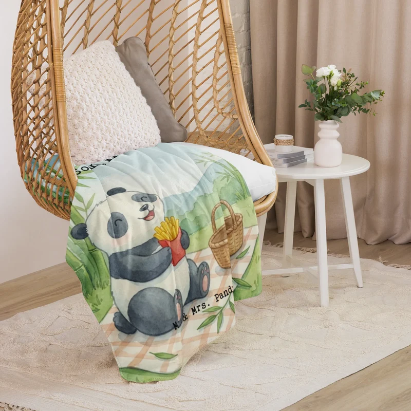 Sherpa Kuscheldecke Panda beflügelt Pommes Design