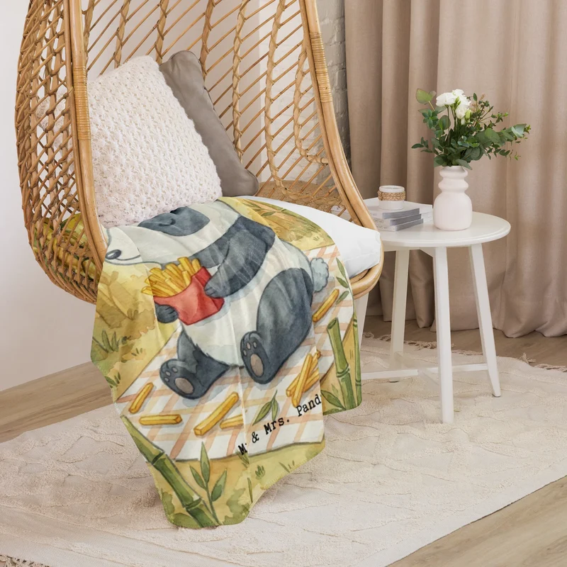 Sherpa Kuscheldecke Panda beflügelt Pommes Design