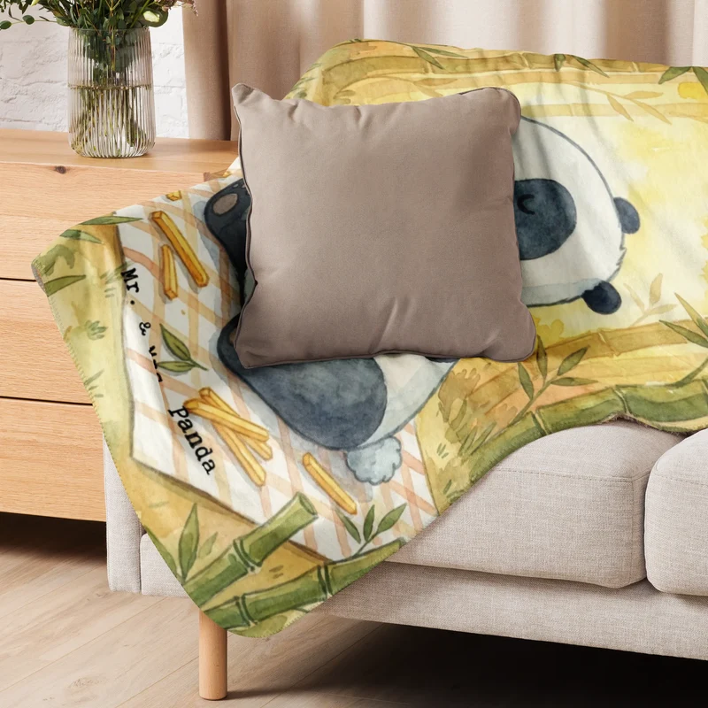 Sherpa Kuscheldecke Panda beflügelt Pommes Design