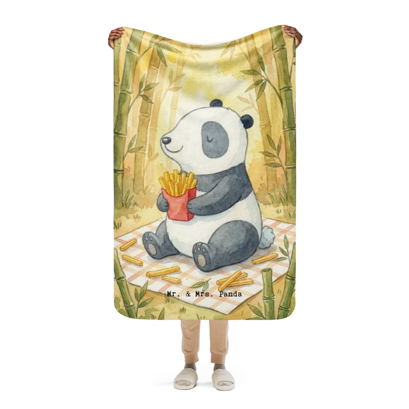 Sherpa Kuscheldecke Panda beflügelt Pommes Design