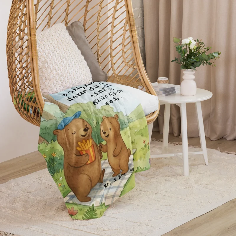 Sherpa Kuscheldecke Bär Kind Pommes Design