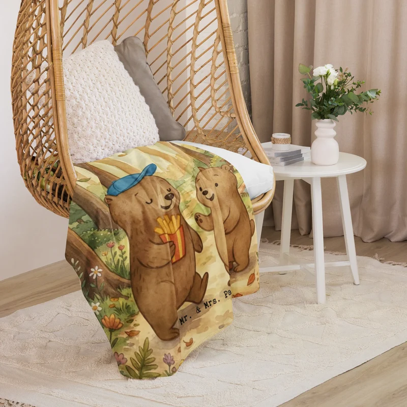 Sherpa Kuscheldecke Bär Kind Pommes Design