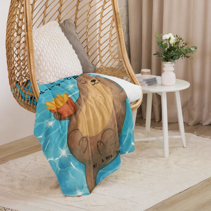 Sherpa Kuscheldecke Otter Schwimmbad Pommes Design