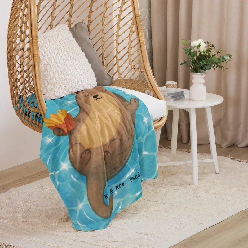 Sherpa Kuscheldecke Otter Schwimmbad Pommes Design