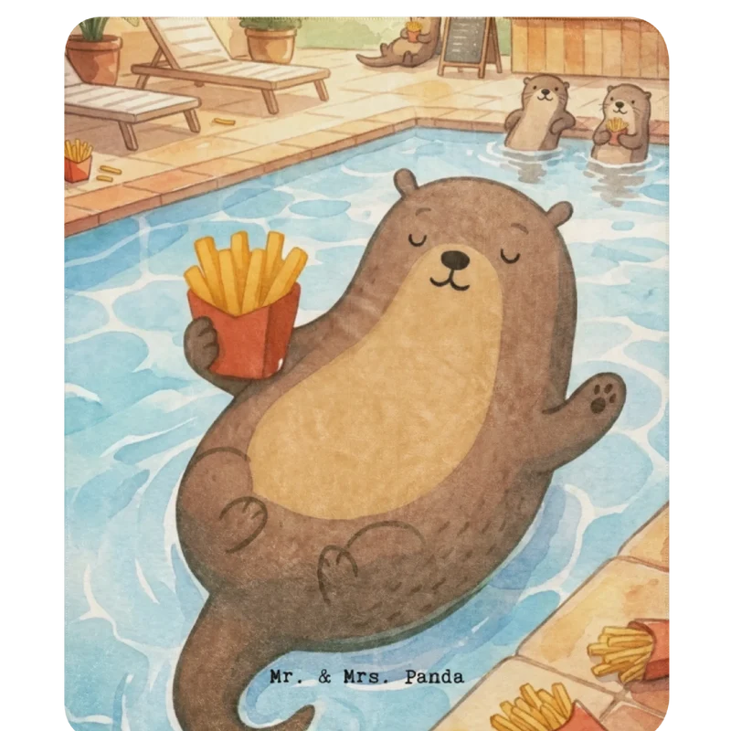 Sherpa Kuscheldecke Otter Schwimmbad Pommes Design