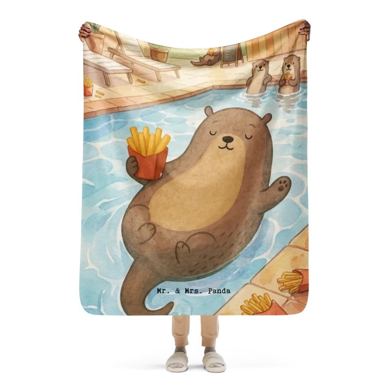 Sherpa Kuscheldecke Otter Schwimmbad Pommes Design