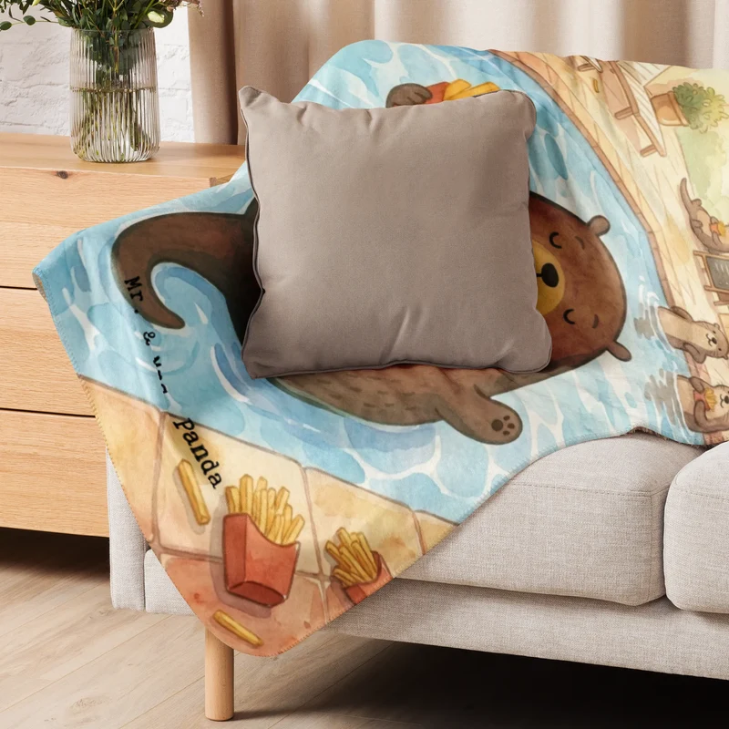 Sherpa Kuscheldecke Otter Schwimmbad Pommes Design