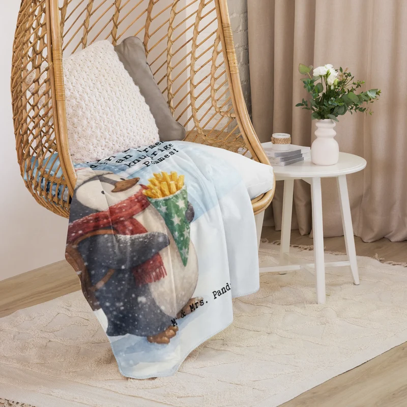 Sherpa Kuscheldecke Pinguin Winter Pommes Design