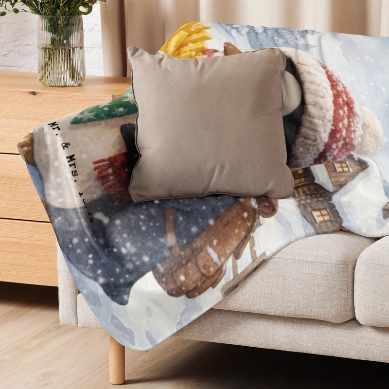 Sherpa Kuscheldecke Pinguin Winter Pommes Design