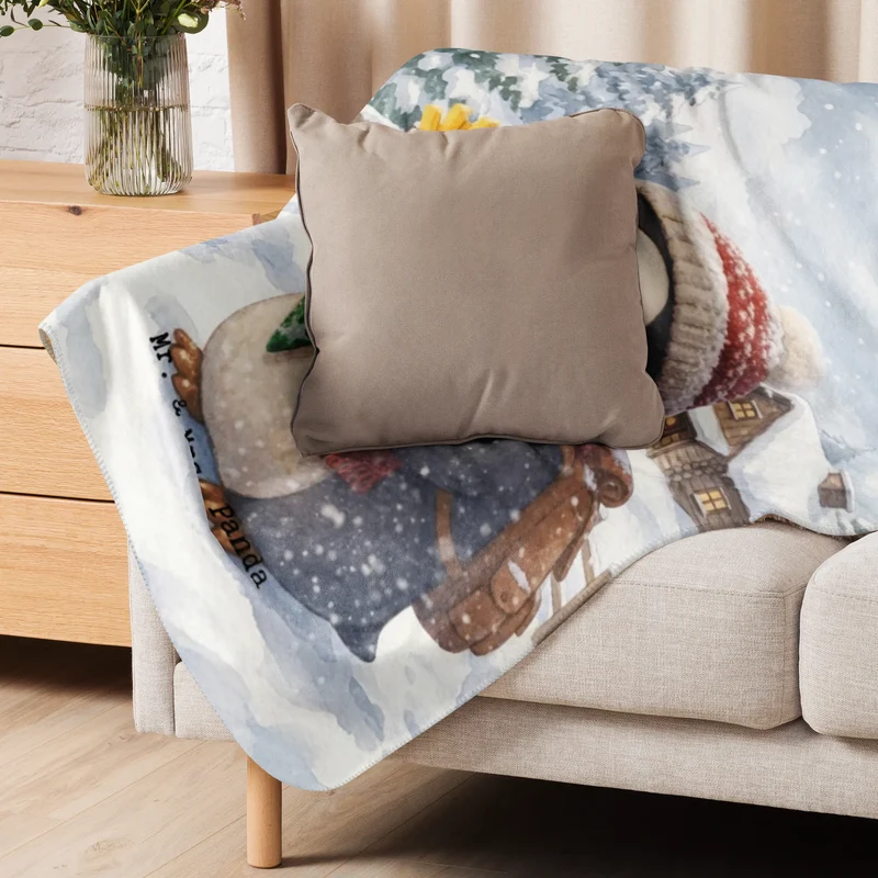 Sherpa Kuscheldecke Pinguin Winter Pommes Design
