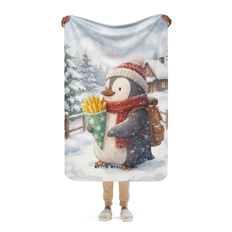 Sherpa Kuscheldecke Pinguin Winter Pommes Design