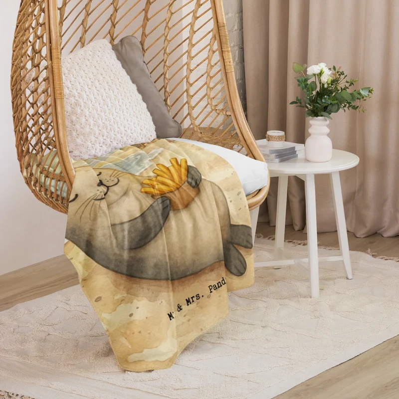 Sherpa Kuscheldecke Robbe Pommes Design