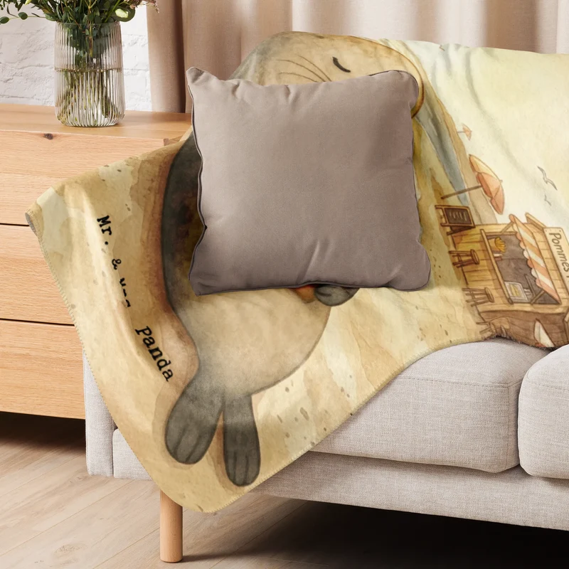 Sherpa Kuscheldecke Robbe Pommes Design