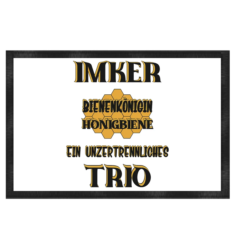 Imker- Bienenkönigin und Honigbiene einTeam, schwarzes Design - Fußmatte 60x40cm
